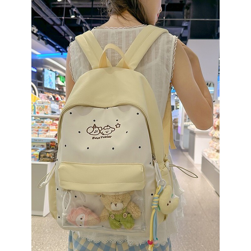韩国明星同款新款高颜值清新甜美糖果色多巴胺可爱卡通背包初高中
