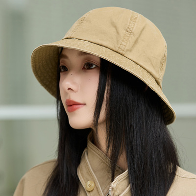 香港潮牌 25年秋冬新款防晒渔夫帽女UPF50+棉麻大檐显脸小透气防