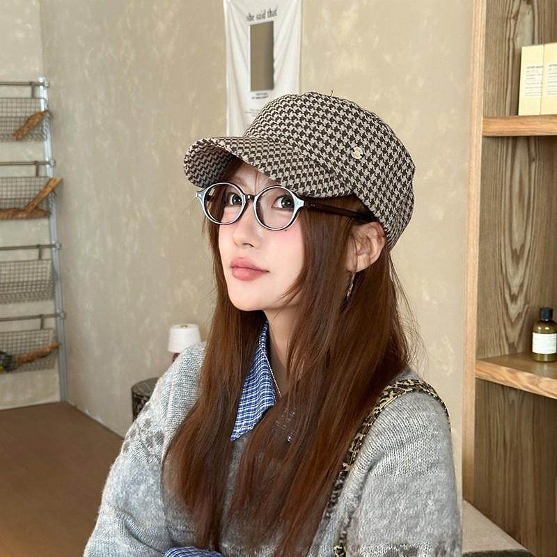 香港潮牌 25年早秋高品质新款英伦风平顶千鸟格鸭舌帽复古休闲棒,服饰配件/皮带/帽子/围巾,防晒帽,淘宝优惠券,粉丝福利购,淘宝优惠卷