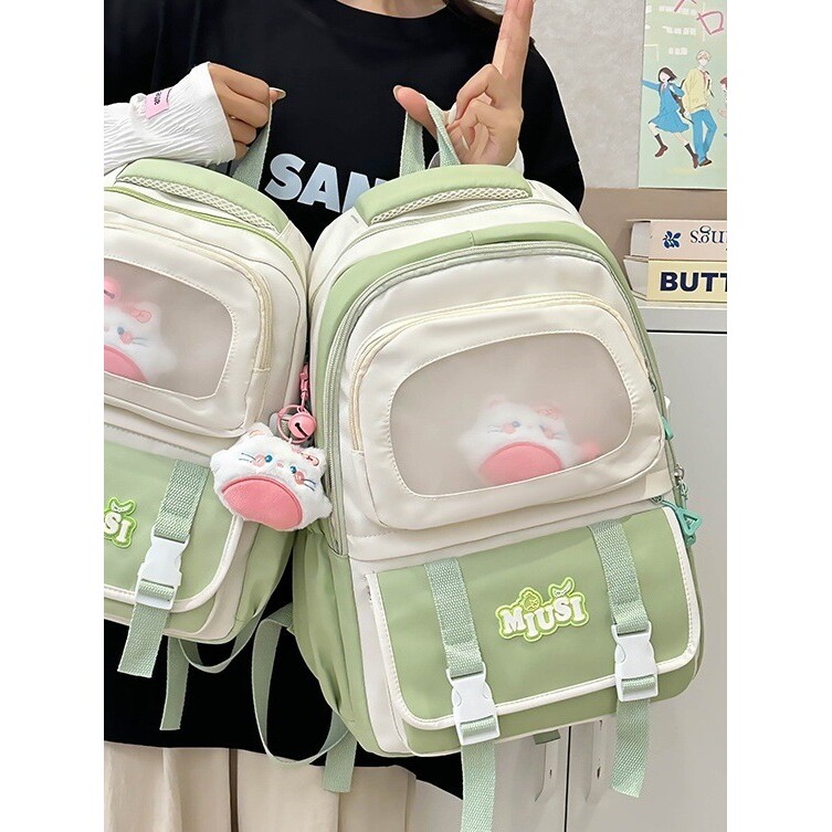 韩国明星同款日系ins风小清新书包女小学生双肩包可爱透明初高中