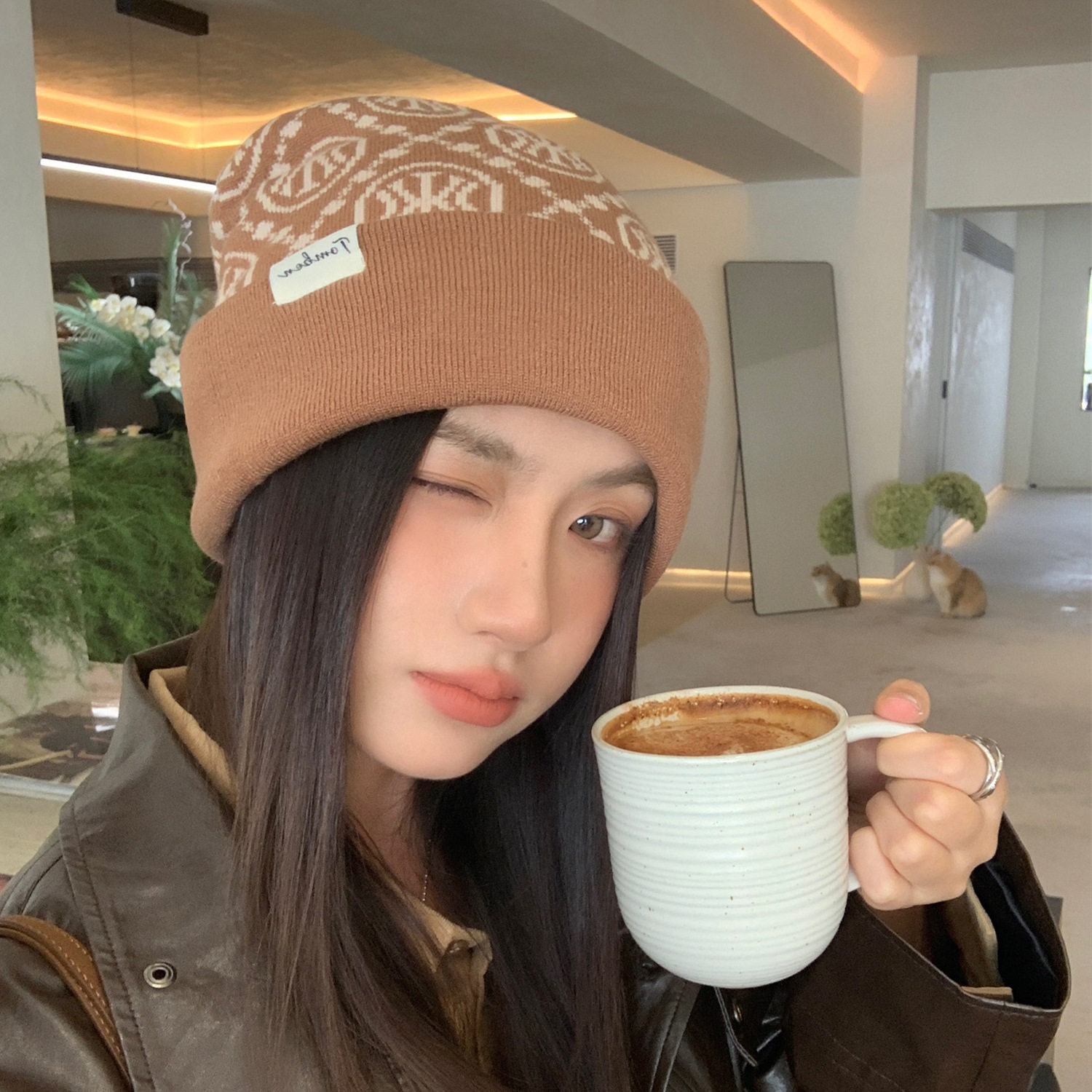 香港潮牌 25年秋冬新款时尚复古图案毛线帽保暖显脸小针织帽子品,服饰配件/皮带/帽子/围巾,帽子,淘宝优惠券,粉丝福利购,淘宝优惠卷