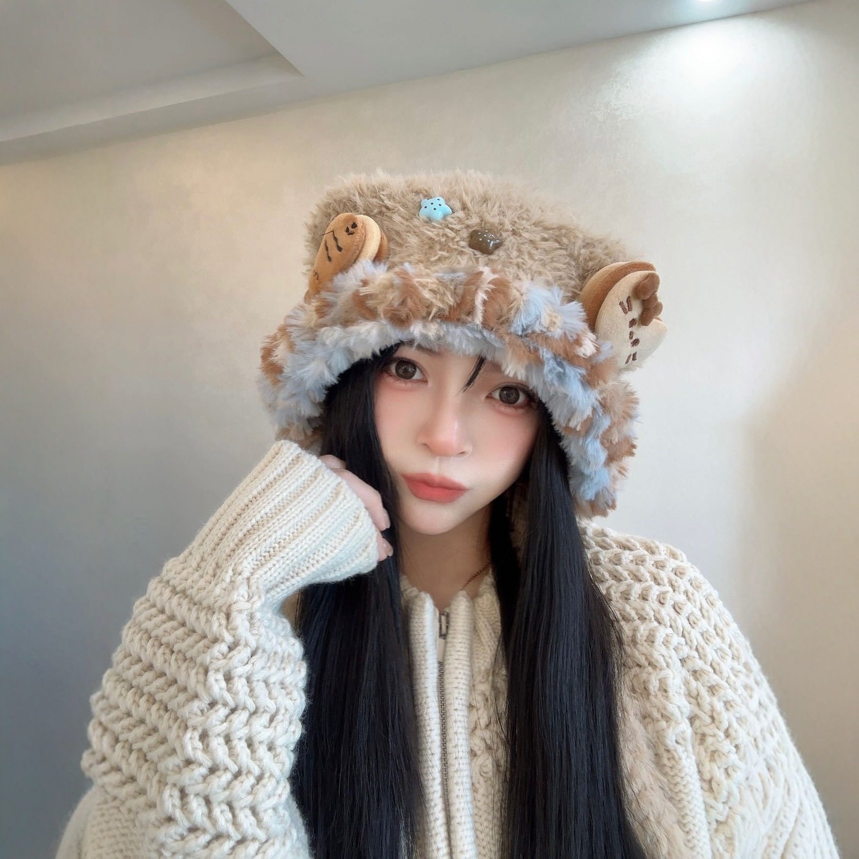 香港潮牌 25年秋冬新款怪兽韩系可爱毛球针织护耳帽子女秋冬新款,服饰配件/皮带/帽子/围巾,帽子,淘宝优惠券,粉丝福利购,淘宝优惠卷