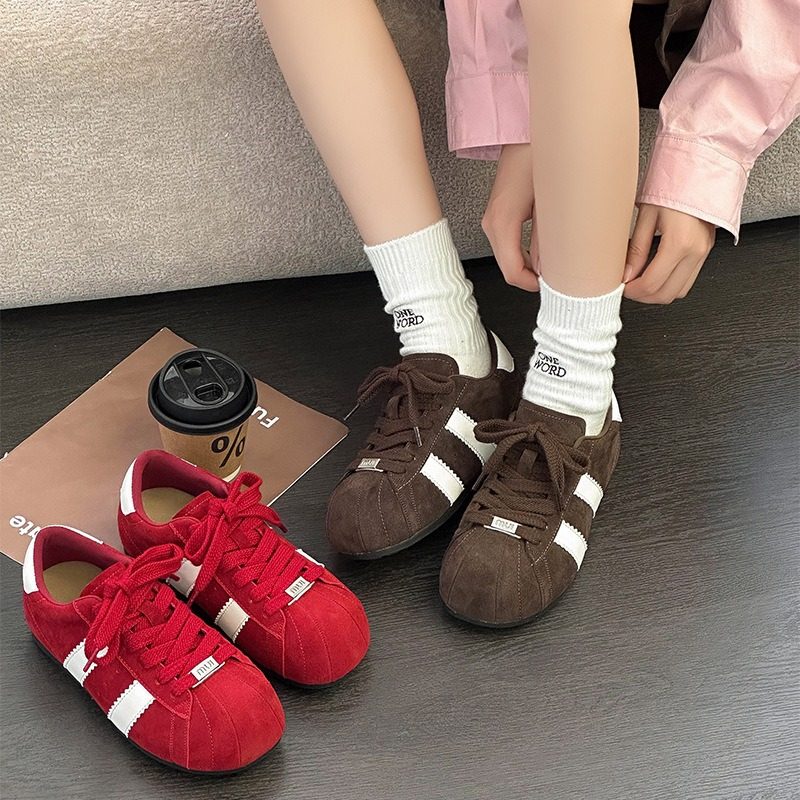 香港潮牌拼色德训鞋女2025秋新款丑萌圆头真皮透气平底舒适轻便休,女鞋,德训鞋,淘宝优惠券,粉丝福利购,淘宝优惠卷