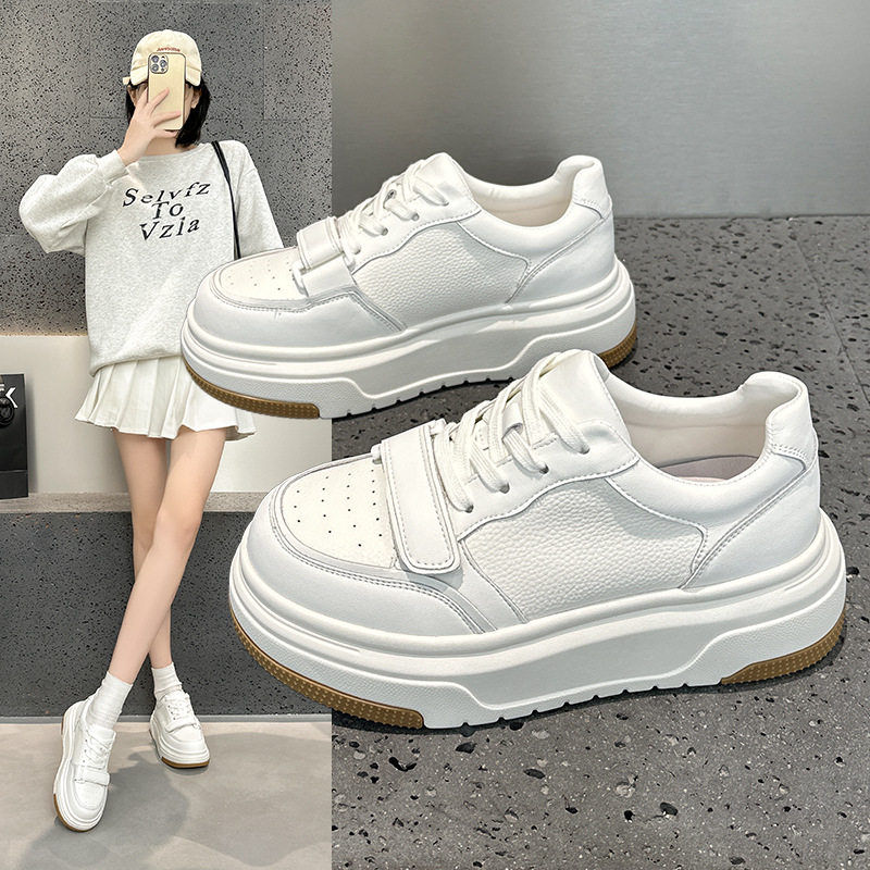 韩国明星同款小白鞋女2026春秋季新款百搭真皮爆款运动休闲厚底小