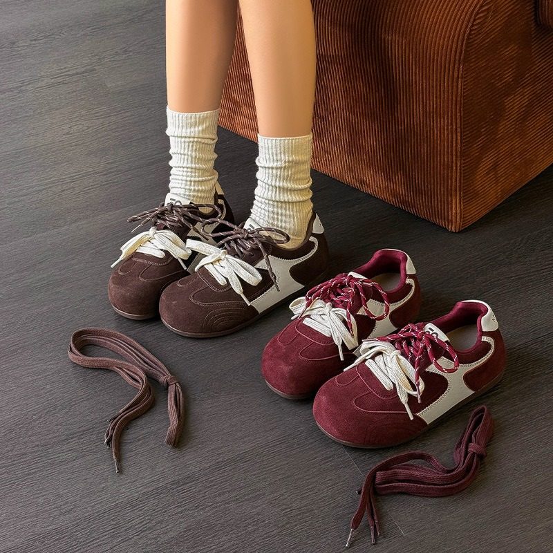 香港潮牌复古拼色阿甘鞋女2025秋季新款平底舒适轻便透气真皮德训,女鞋,德训鞋,淘宝优惠券,粉丝福利购,淘宝优惠卷