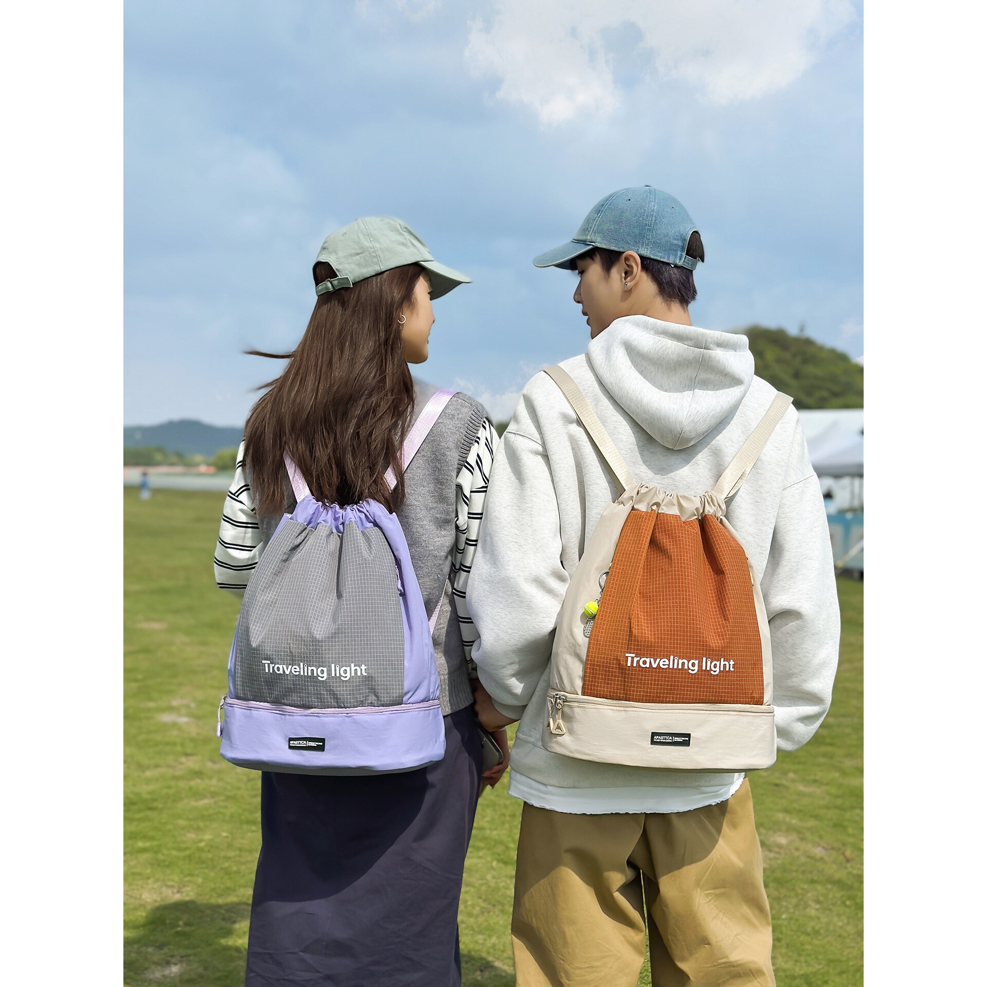 韩国明星同款拼色双肩包女大容量休闲学生上课书包户外运动登山包