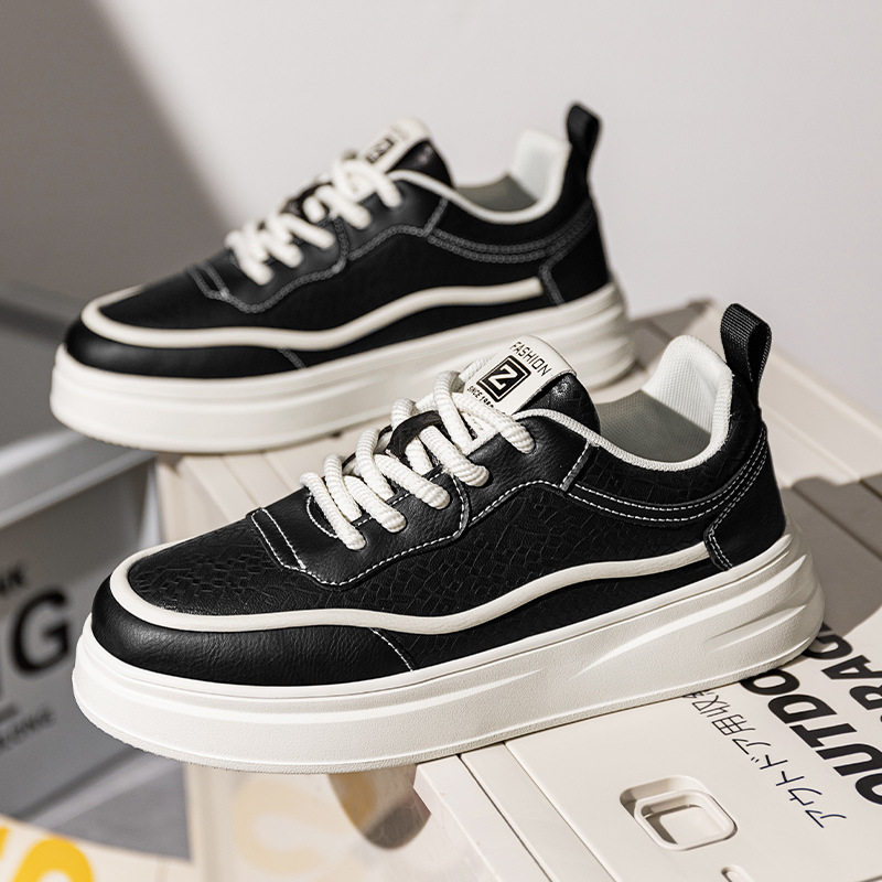 香港潮牌2024新款冬季男士软底休闲百搭板鞋青少年真皮防滑增高运,流行男鞋,单鞋,淘宝优惠券,粉丝福利购,淘宝优惠卷