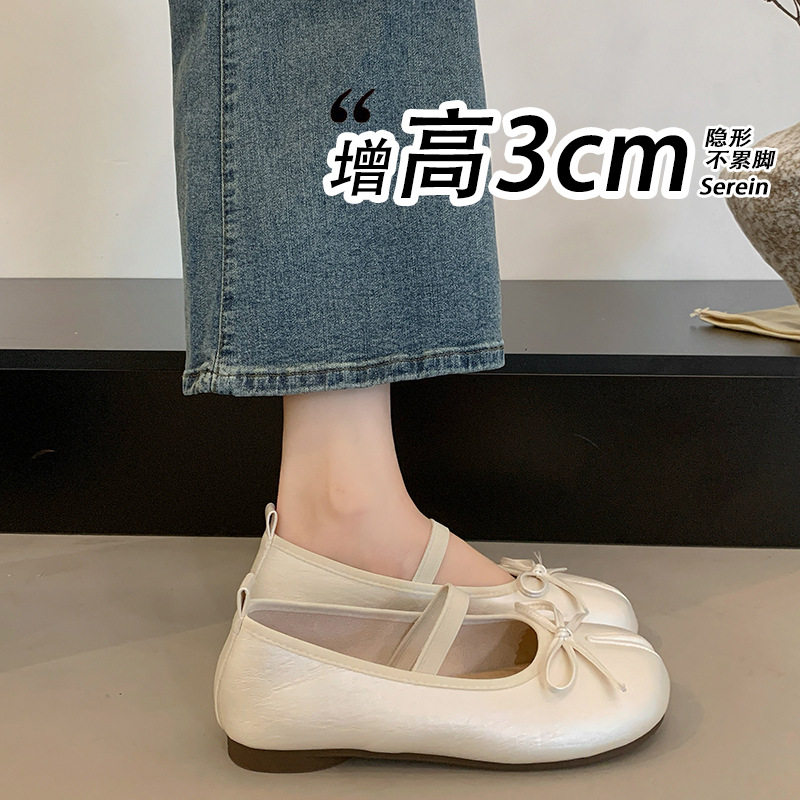 韩国明星同款厚底分趾蝴蝶结浅口单鞋女2026夏新款平底配裙子芭蕾