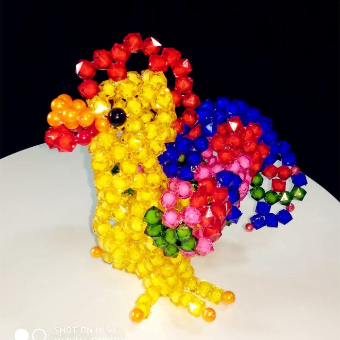 串珠大公鸡 材料包成品diy十二生肖动物手工艺品凤凰桌面摆件散珠