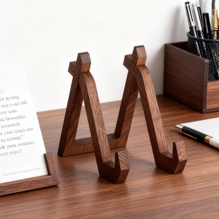 日历支架实木架餐牌展示架原木笔记本书房书店书本架子CD黑胶光碟