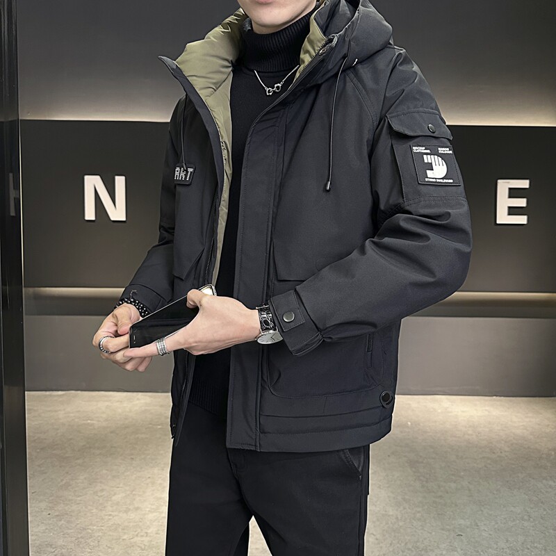 店主风2024冬季新款羽绒服男短款连帽潮牌冲锋衣外套8128--P200图片