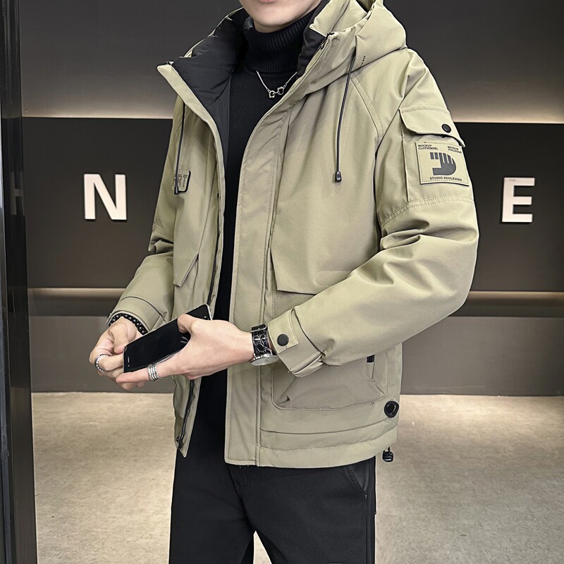 店主风2024冬季新款羽绒服男短款连帽潮牌冲锋衣外套8128--P200图片