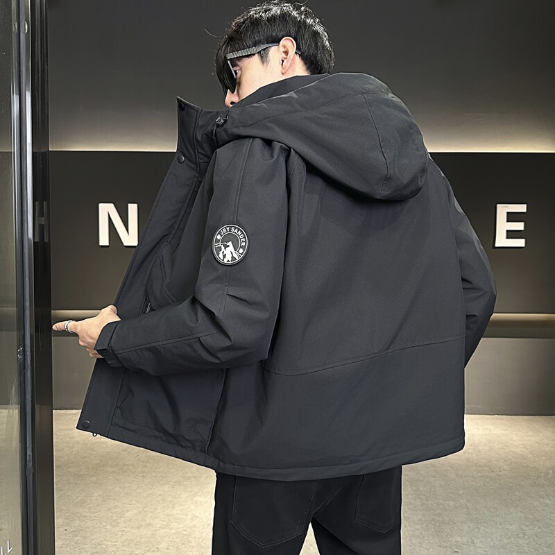 店主风2025冬季新款羽绒服男短款连帽潮牌冲锋衣外套8117--P200,男装羽绒服,电商D238