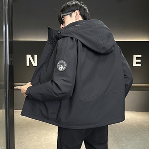 店主风2025冬季新款羽绒服男短款连帽潮牌冲锋衣外套8117--P200图片