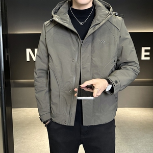 店主风2025冬季新款羽绒服男短款连帽加厚标绒外套8197--P215，男装羽绒服，电商D238