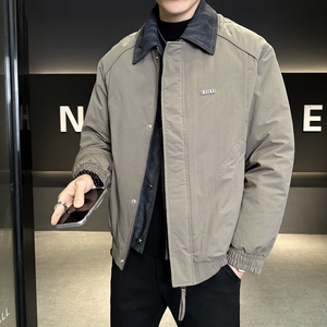 店主风2025冬季假两件羽绒服男翻领短款标绒外套T522--P210图片