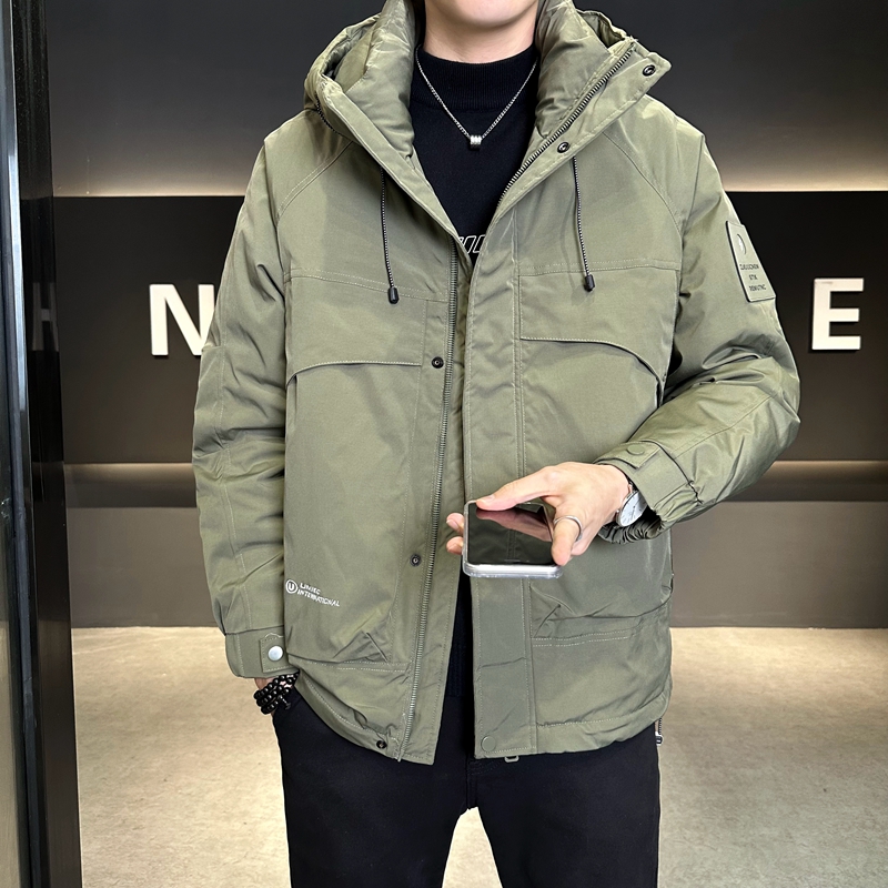 店主风2025冬季羽绒服男一手长连帽宽松标绒外套7819-TP155，男装羽绒服，电商D238