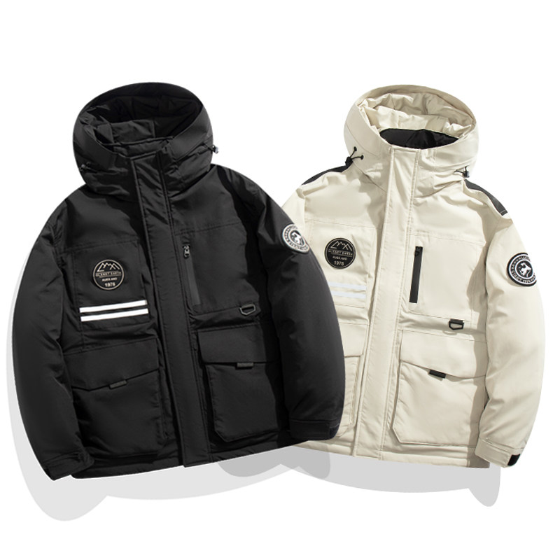 白底平铺2024冬季新款羽绒服男加厚连帽工装户外冲锋衣8073--P195,男装羽绒服,电商D238