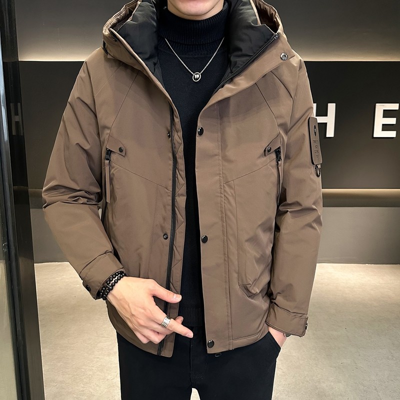 店主风2024主推冬季羽绒服男短款连帽加厚外套2335--P195，男装羽绒服，电商D238