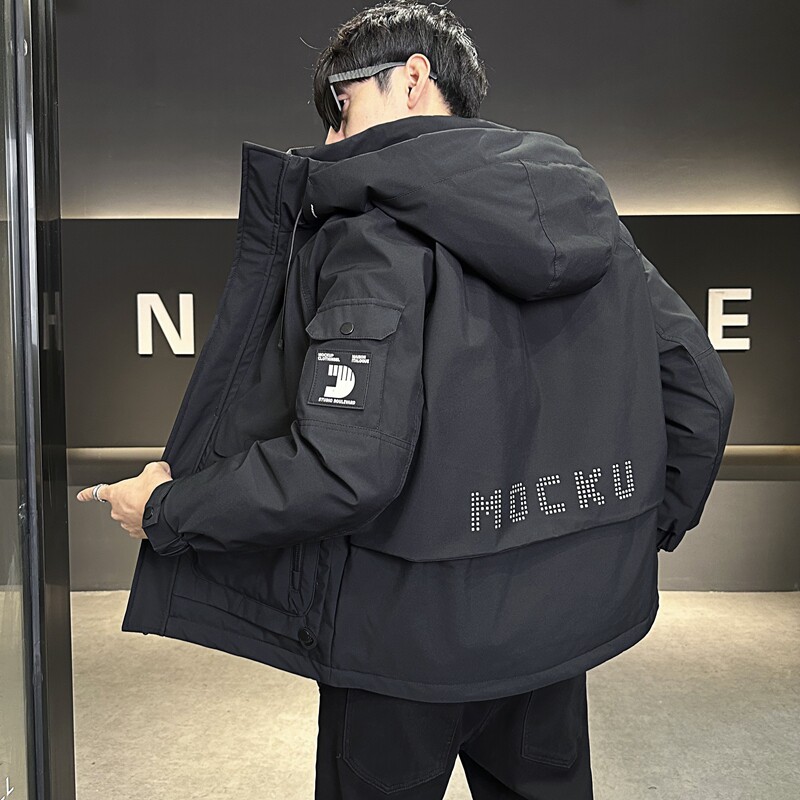 店主风2024冬季新款羽绒服男短款连帽潮牌冲锋衣外套8128--P200,男装羽绒服,电商D238