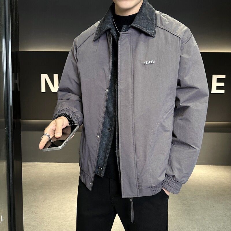 店主风2025冬季假两件羽绒服男翻领短款标绒外套T522--P210,男装羽绒服,电商D238