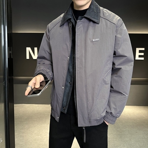 店主风2025冬季假两件羽绒服男翻领短款标绒外套T522--P210图片