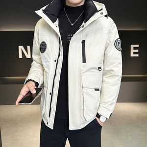 店主风2024冬季新款羽绒服男加厚连帽工装户外冲锋衣8073--P195图片