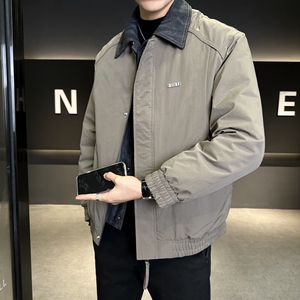 店主风2025冬季假两件羽绒服男翻领短款标绒外套T522--P210图片