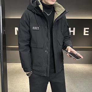 店主风2024冬季新款羽绒服男短款连帽潮牌冲锋衣外套8128--P200图片