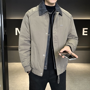 店主风2025冬季假两件羽绒服男翻领短款标绒外套T522--P210图片