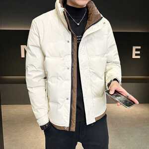 2025冬季新款羽绒服男立领短款拼色标绒羽绒外套D66-P155图片