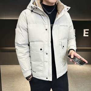 店主风2024冬季新款羽绒服男短款连帽加厚工装羽绒外套2489--P165图片