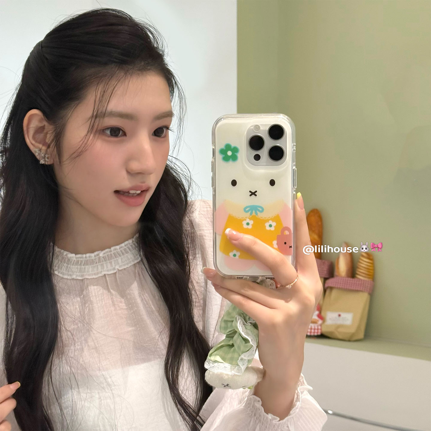 可爱花朵裙子米菲兔苹果手机壳女