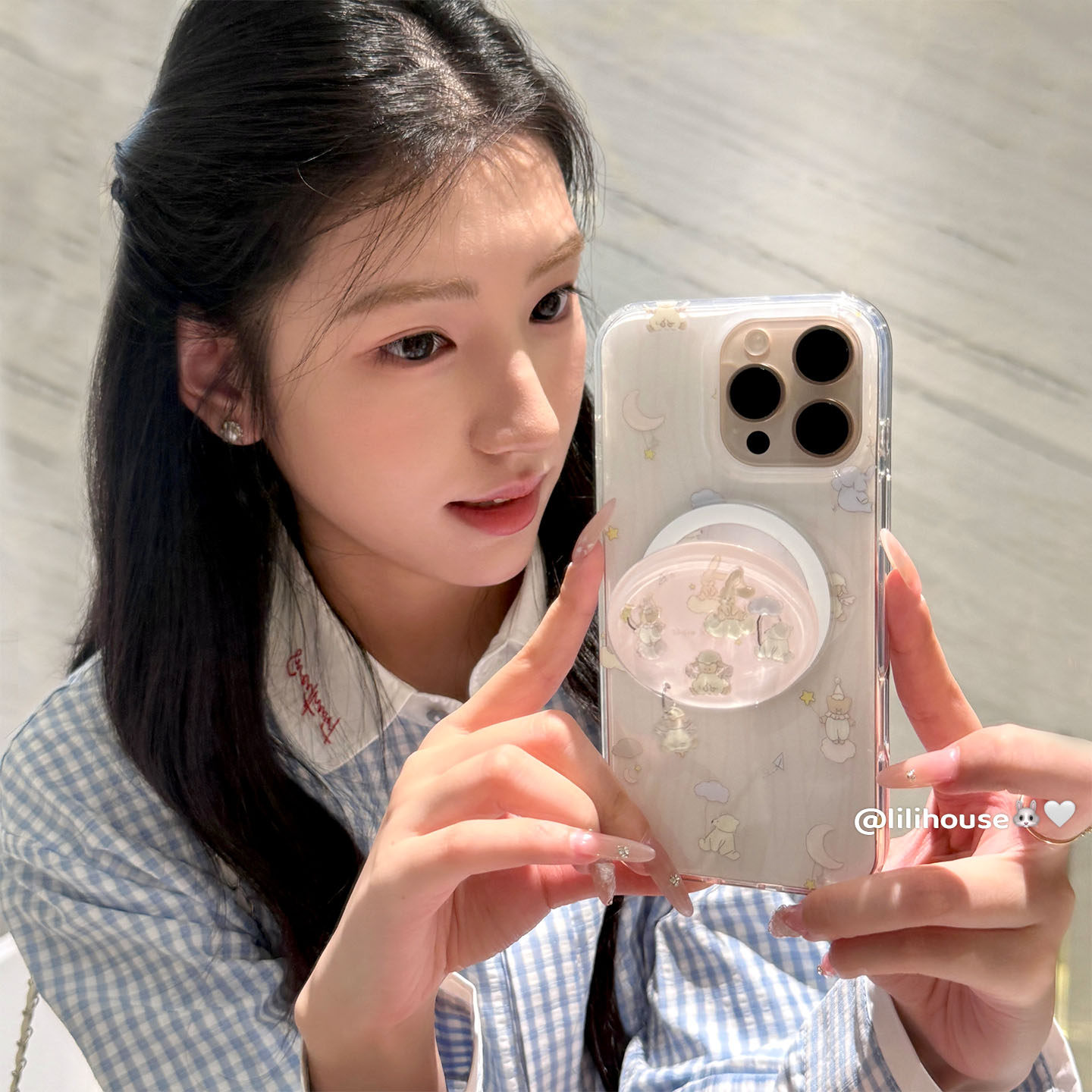 lilihouse韩国ins可爱治愈系兔兔小熊磁吸支架适用17p