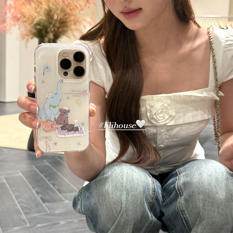 可爱少女闪粉大象小狗苹果手机壳