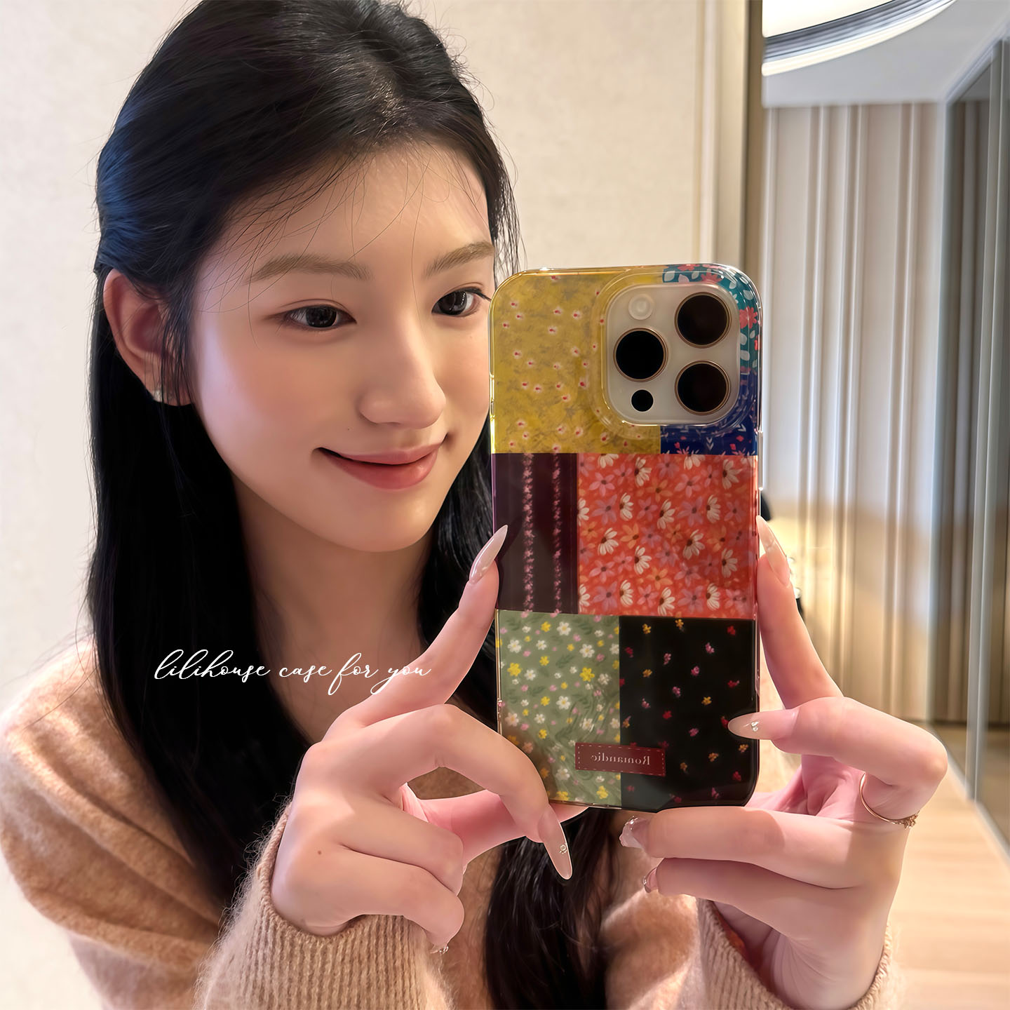 复古少女心拼接小碎花苹果手机壳