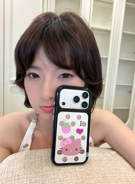 lilihouse韩国ins夏日甜美可爱镜面波点草莓猫咪适用17pro苹果17ProMax手机壳iPhone16全包15新款14Pro保护套