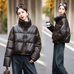 蛋白皮衣短款羽绒服女春2026新款小个子今年流行爆款加厚保暖外套