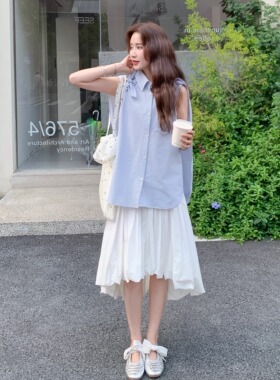 【新品】SERY白色褶皱花苞半裙百褶裙百搭纯色气质显瘦Skirt