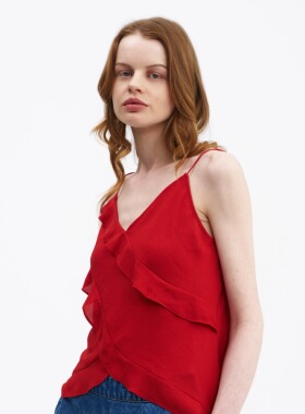 SERY原创设计红色荷叶边吊带背心显摆百搭小众设计师款Camisole