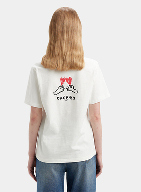 SERY官方七夕520情人节特别款白色情侣T恤 方形领立体花苞上衣