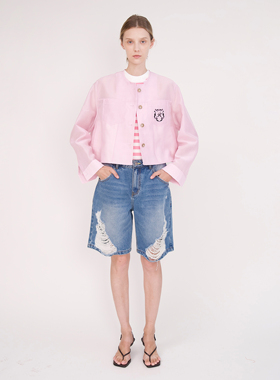 【限时折扣】SERY轻薄欧根纱防晒短外套樱花粉度假通勤设计师原创