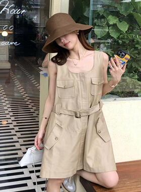 SERY设计师新品挺阔U型领A型背心裙背带裙/醋酸长裙连衣裙女