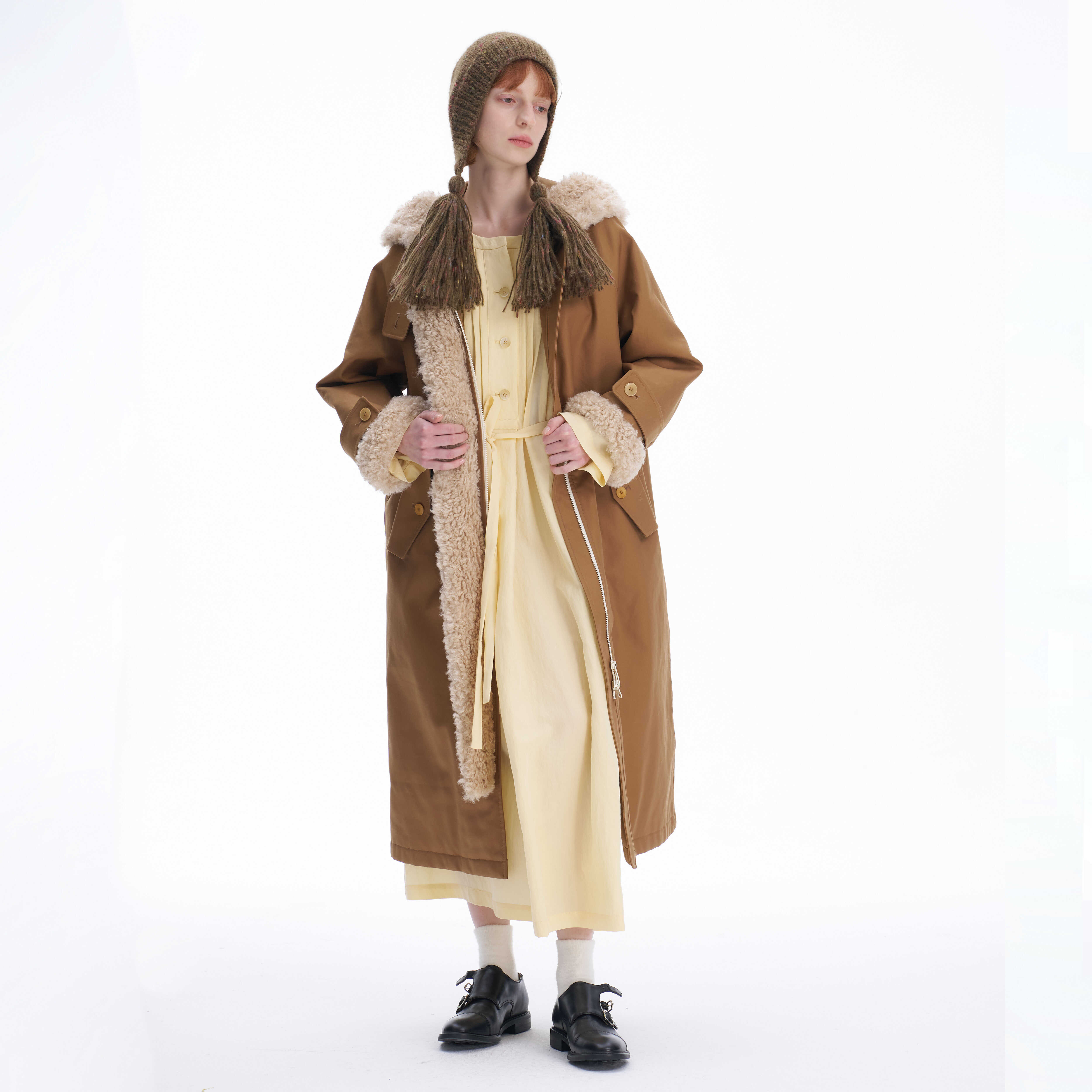 长款连帽SERY棉外套派克大衣