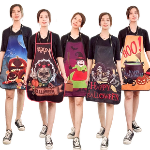 1万圣节恐怖围裙个性情趣围裙酒吧KTV餐厅服务生围裙溅血鬼头围裙