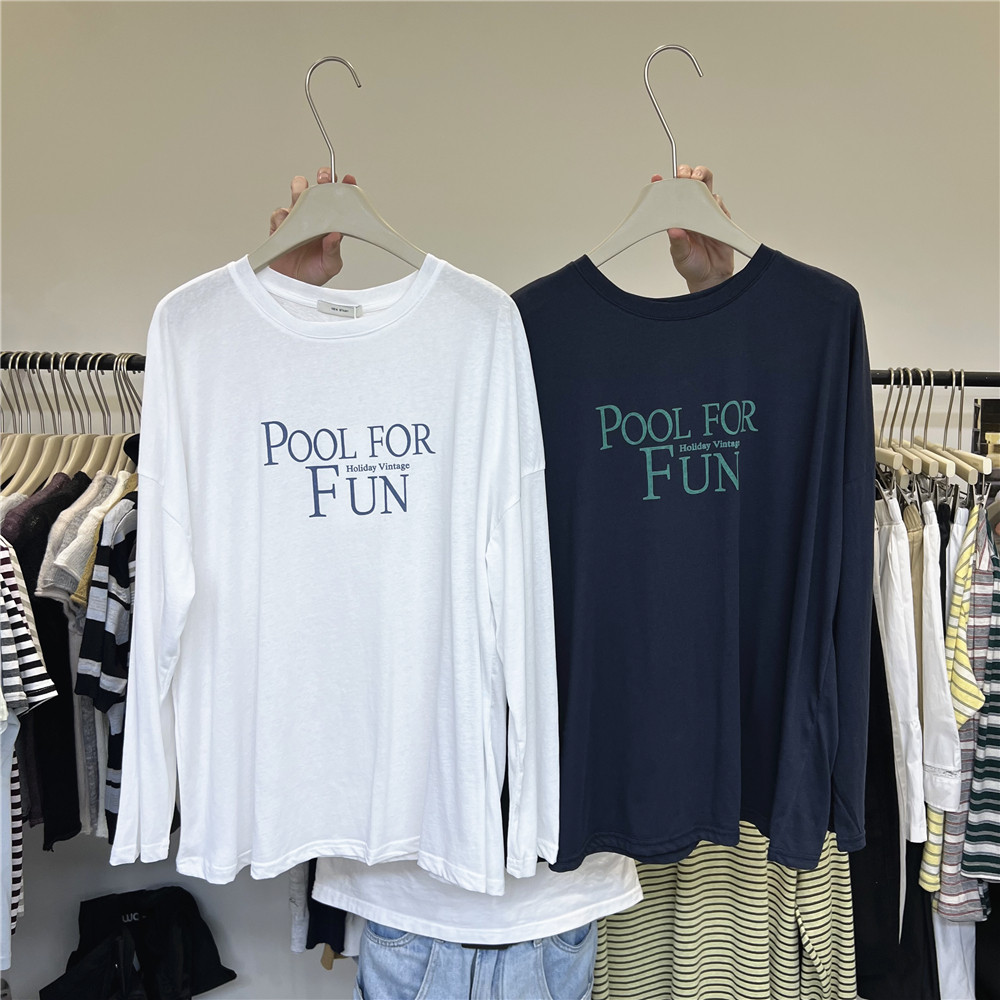 十三行女装 春夏2026新款韩版宽松休闲减龄字母印花长袖防晒T恤女