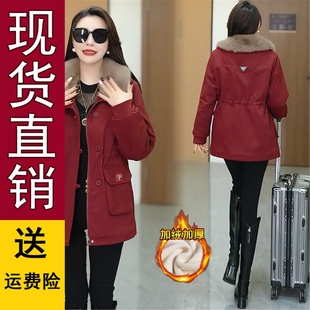 新款 派克服女2025冬季 洋气宽松显瘦大毛领 好货加绒加厚中长款 正品