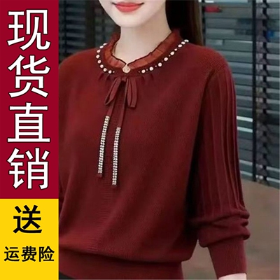 原版春秋新款圆领绑带针织