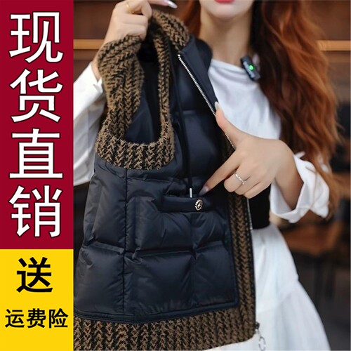 直播小香风拼接连帽棉服马