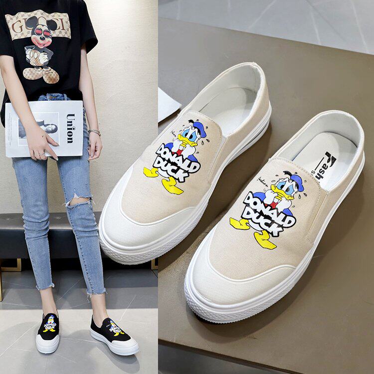 leisure time canvas shoe Flat bottom Korean Edition 2019 summer new pattern fashion Round Elastic band The thickness of the bottom Lok Fu shoesin the Women's Shoes, Canvas shoes  category - from Buy2taobao.com to provide professional Taobao agent buy service